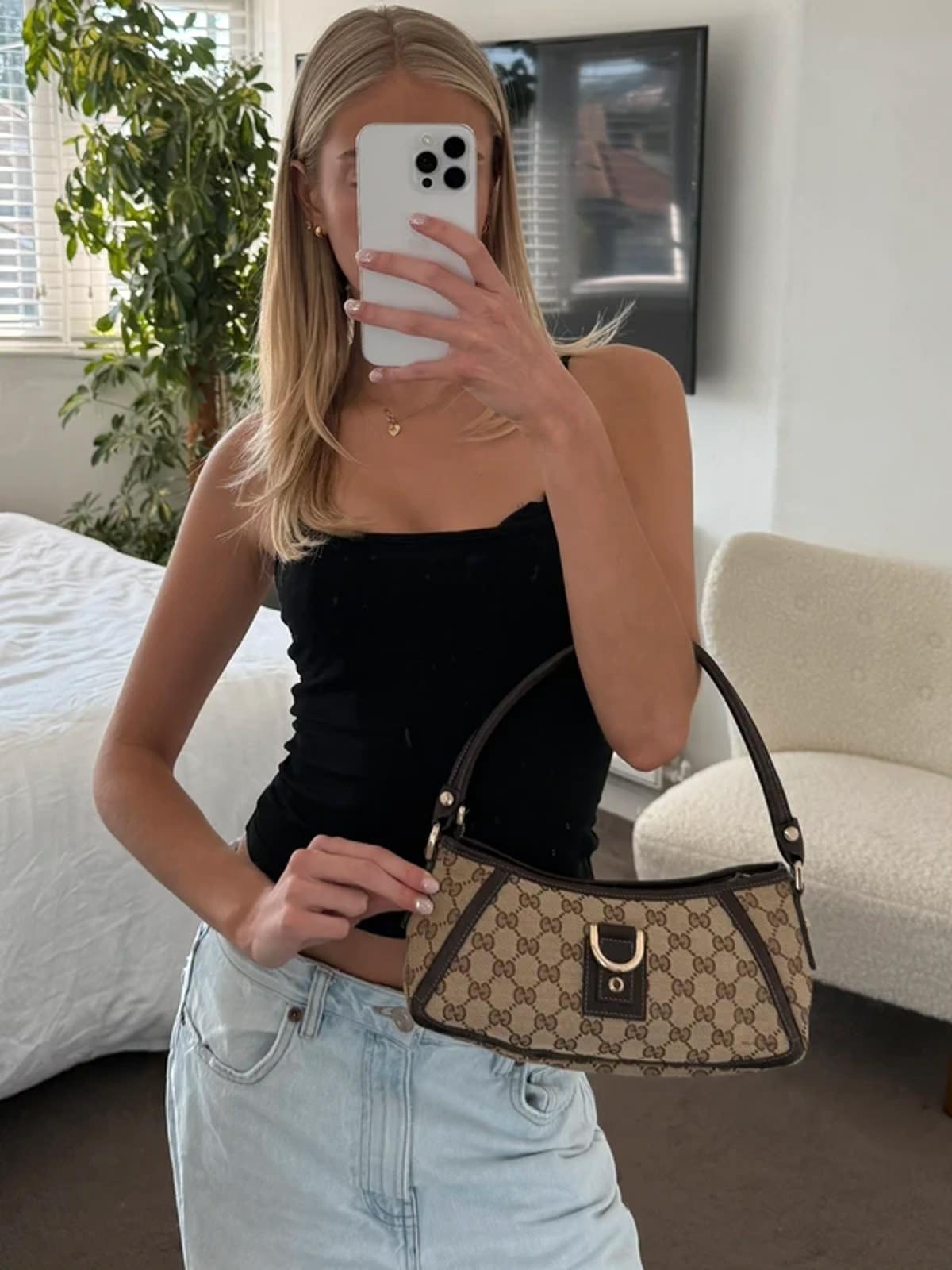Gucci Abbey D-Ring Small Shoulder Bag GG Canvas