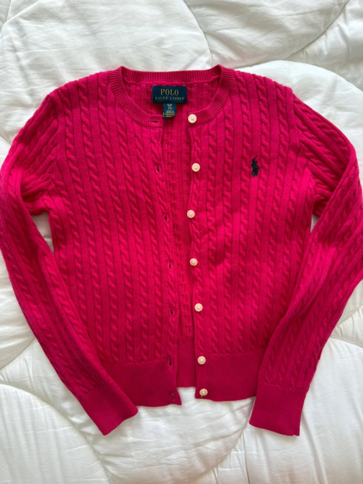 Hot Pink Cable Knit Cardigan