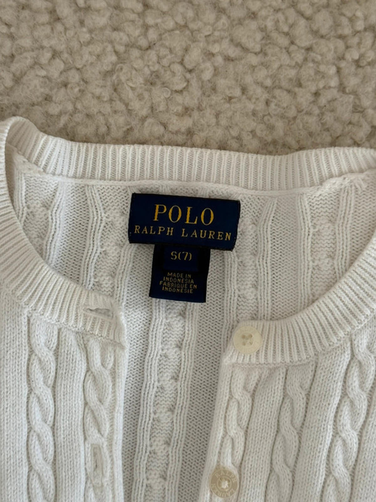 Polo Ralph Lauren white cable knit cardigan