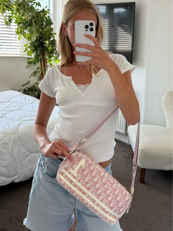 dior pink trotter no.1 shoulder bag