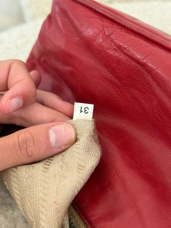 prada red leather shoulder bag