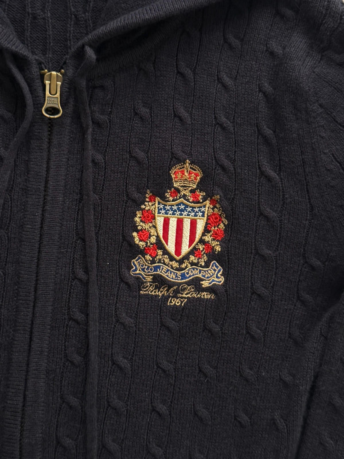 Ralph Lauren Navy Cable Knit Hoodie