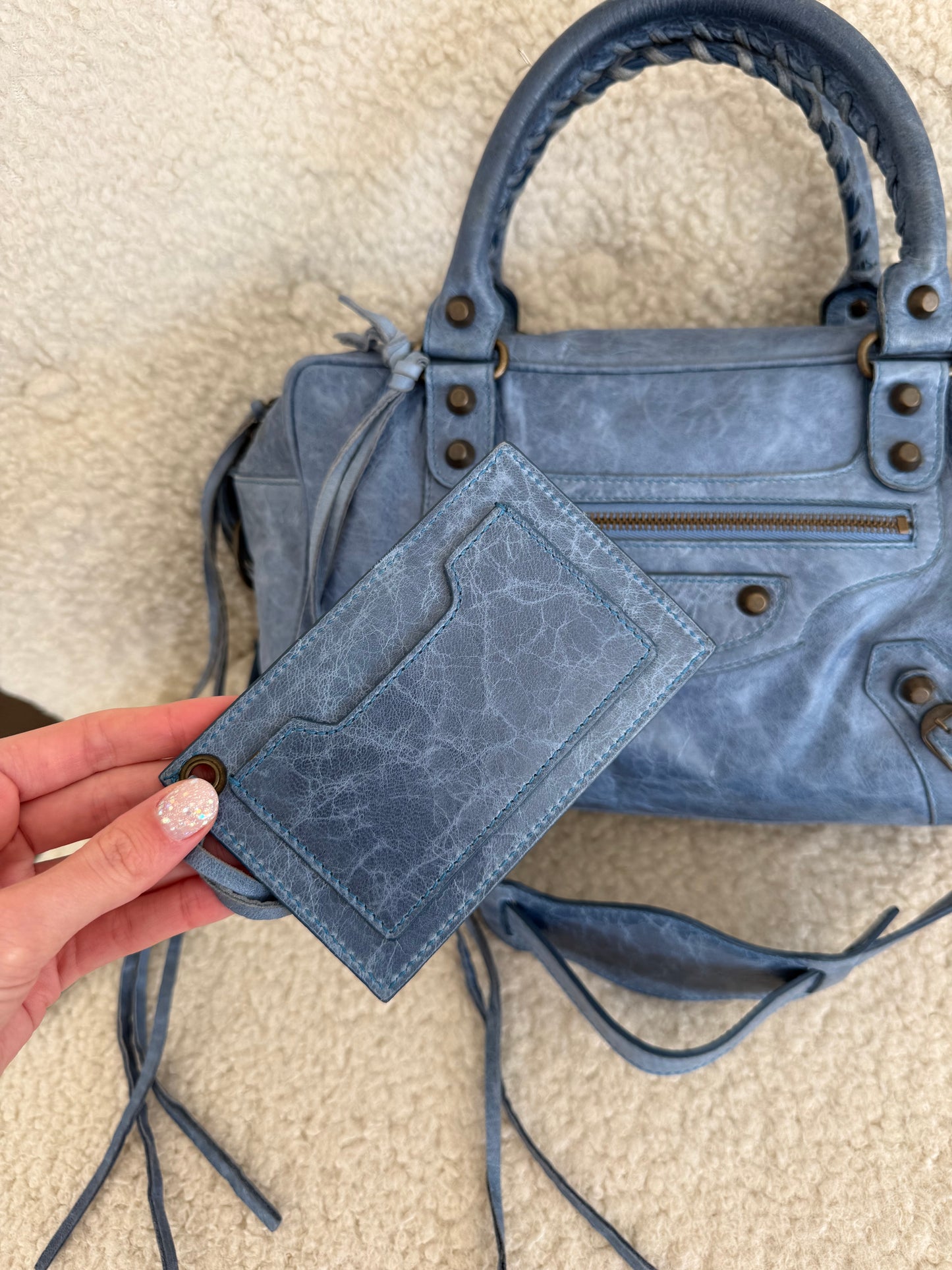 Balenciaga City Bag Blue Leather Classic Hardware