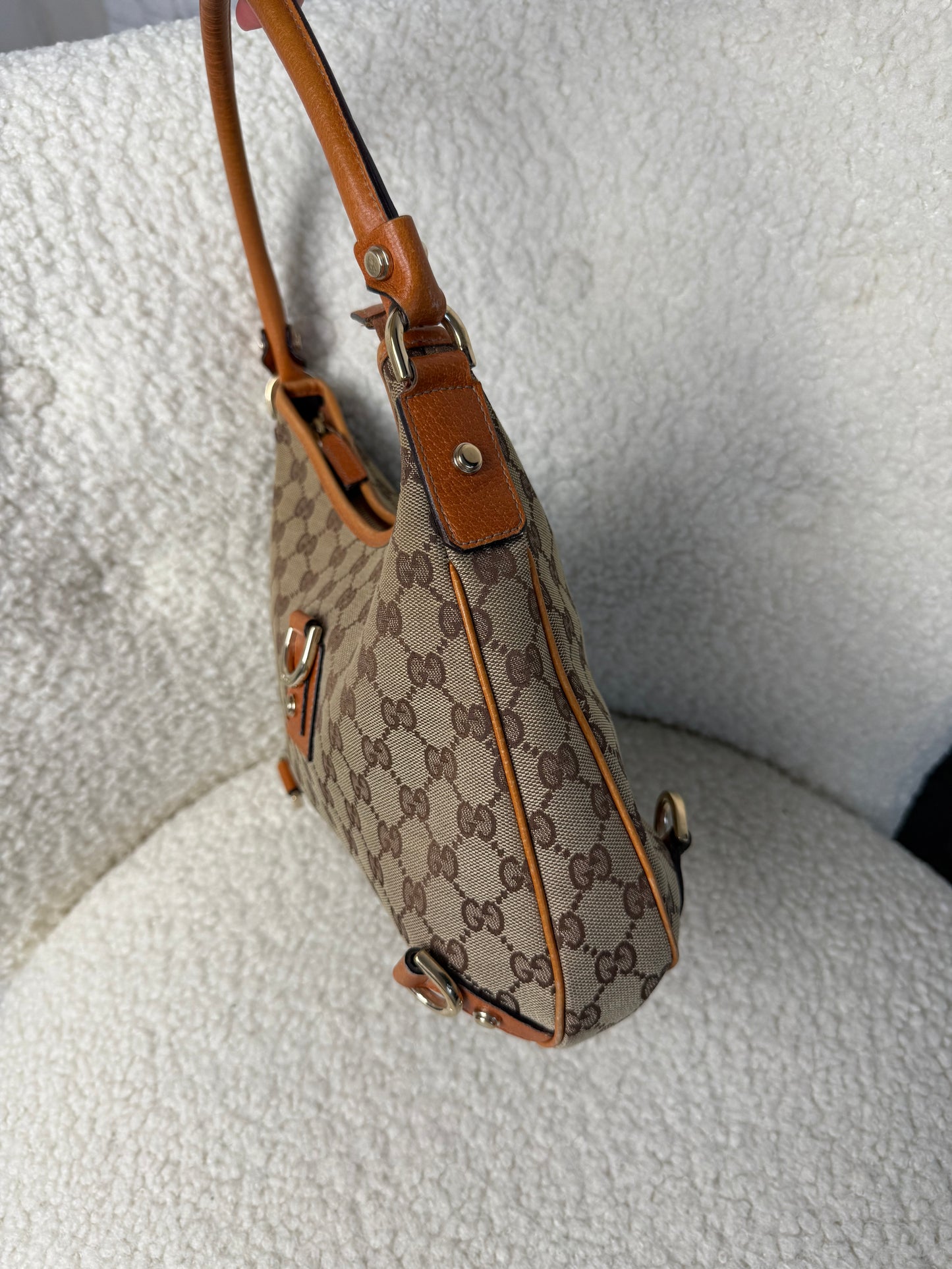 Gucci Beige/Brown Abbey D-Ring Small Hobo Bag