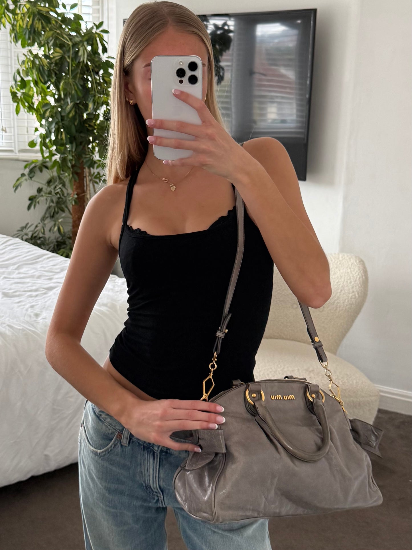 Miu Miu 2-Way Vitello Lux Bow Bag