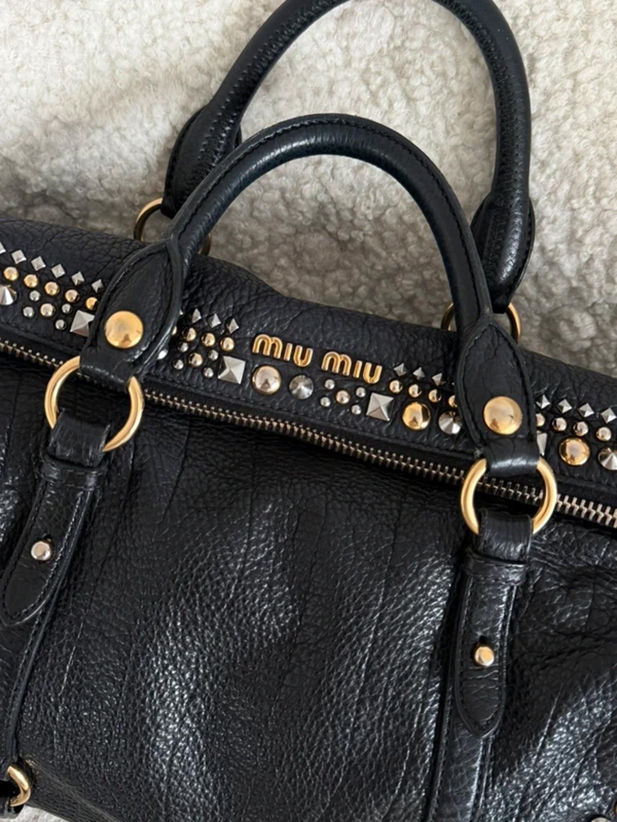 Miu Miu Vitello Lux Studded Bow Bag