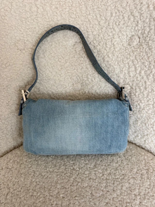 Fendi Denim Baguette Shoulder Bag