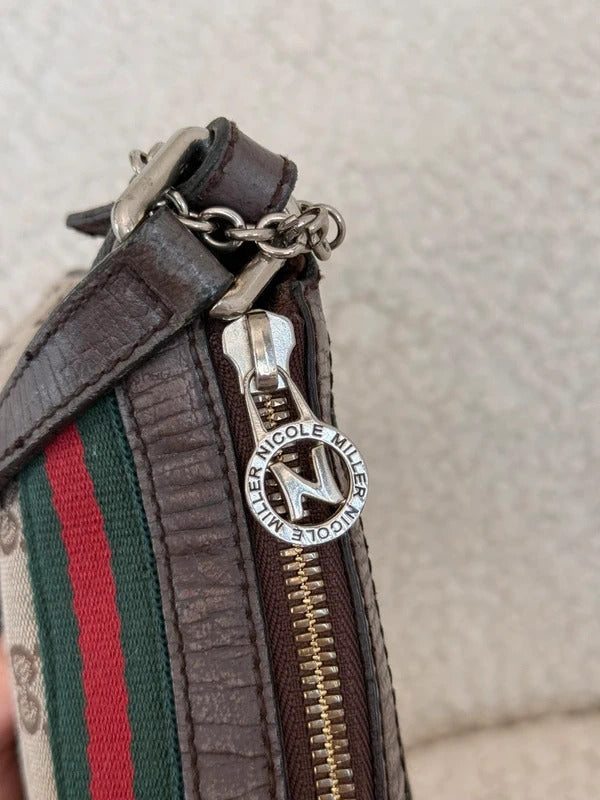 Gucci GG Canvas Web Stripe Pochette Shoulder Bag