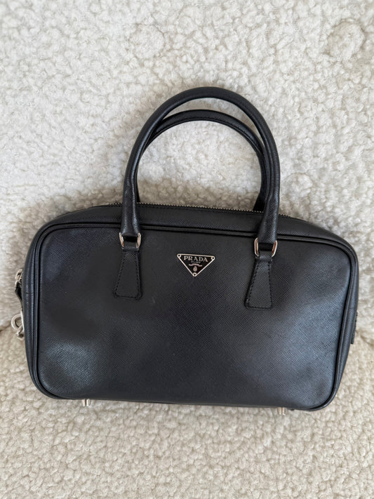 Prada Saffiano Lux Petite Bowler Black