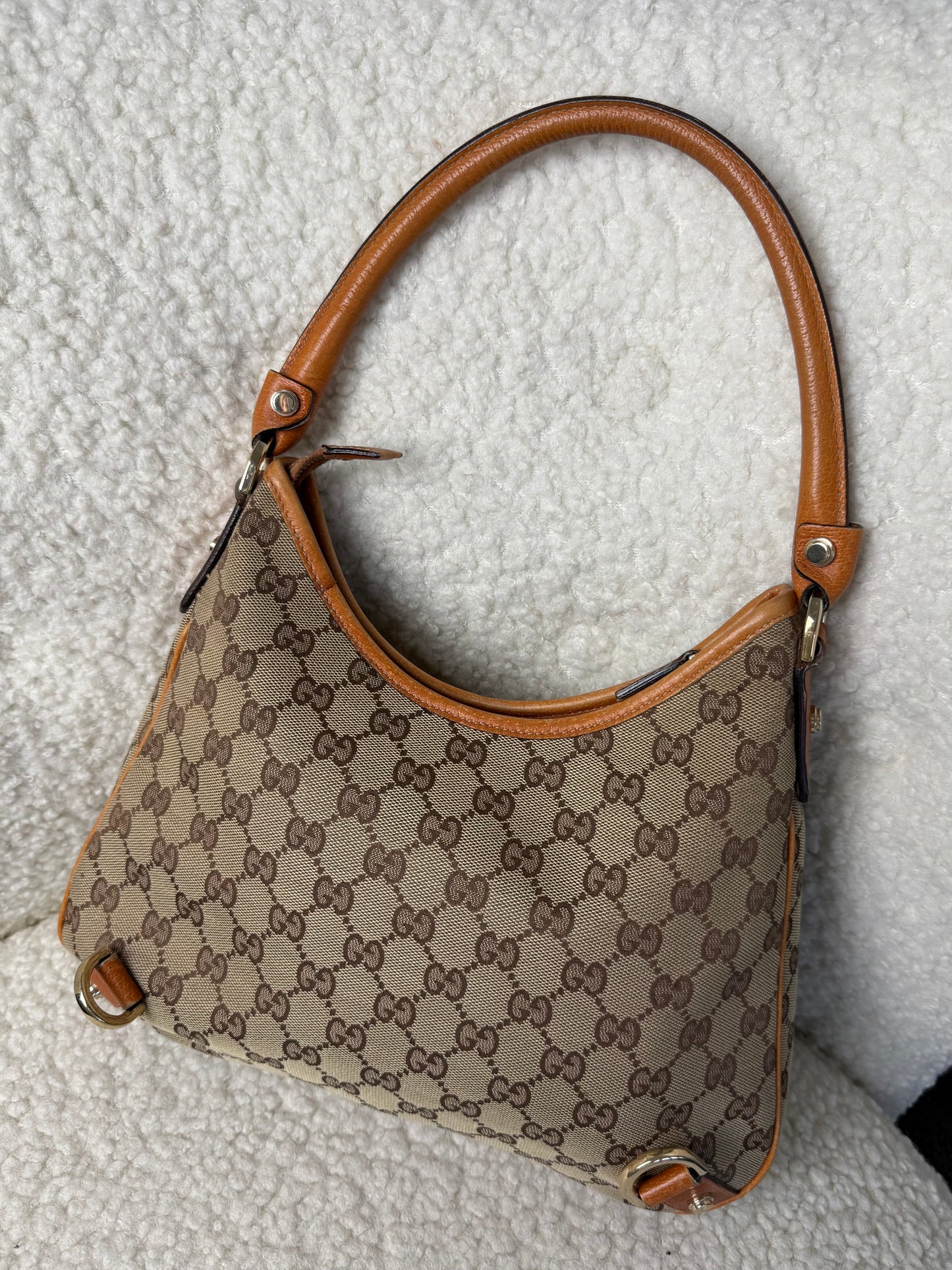 Gucci Beige/Brown Abbey D-Ring Small Hobo Bag