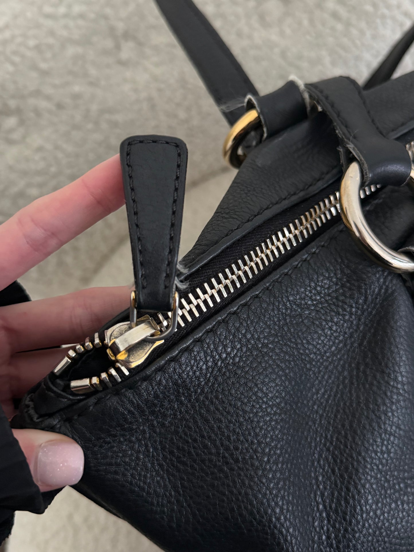 Miu Miu black leather tote bag