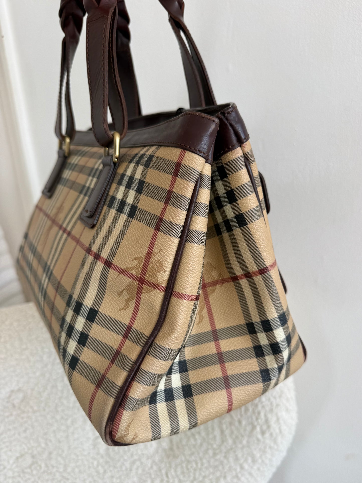 Vintage Burberry Haymarket Check Rectangle Handbag