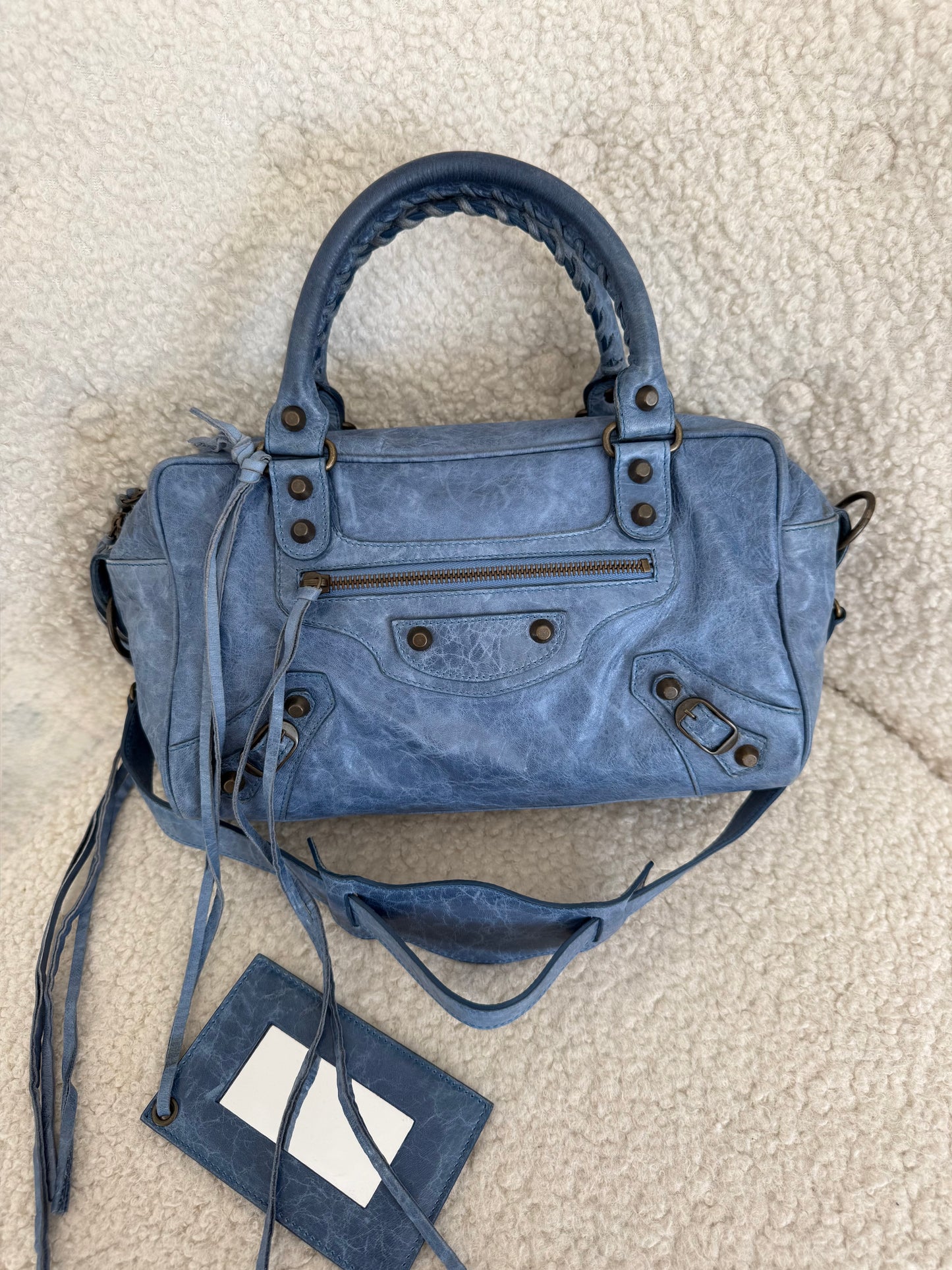 Balenciaga City Bag Blue Leather Classic Hardware