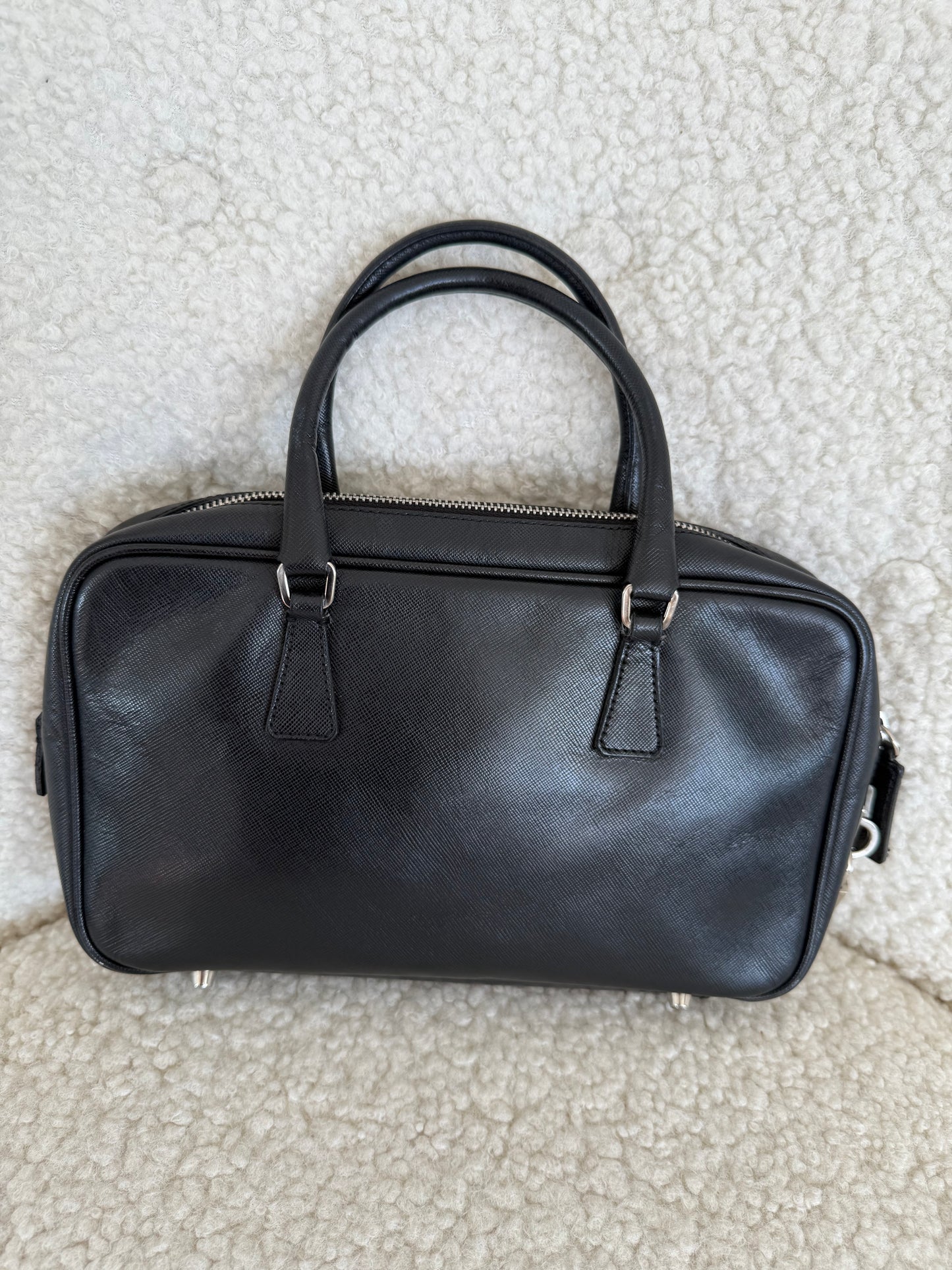 Prada Saffiano Lux Petite Bowler Black