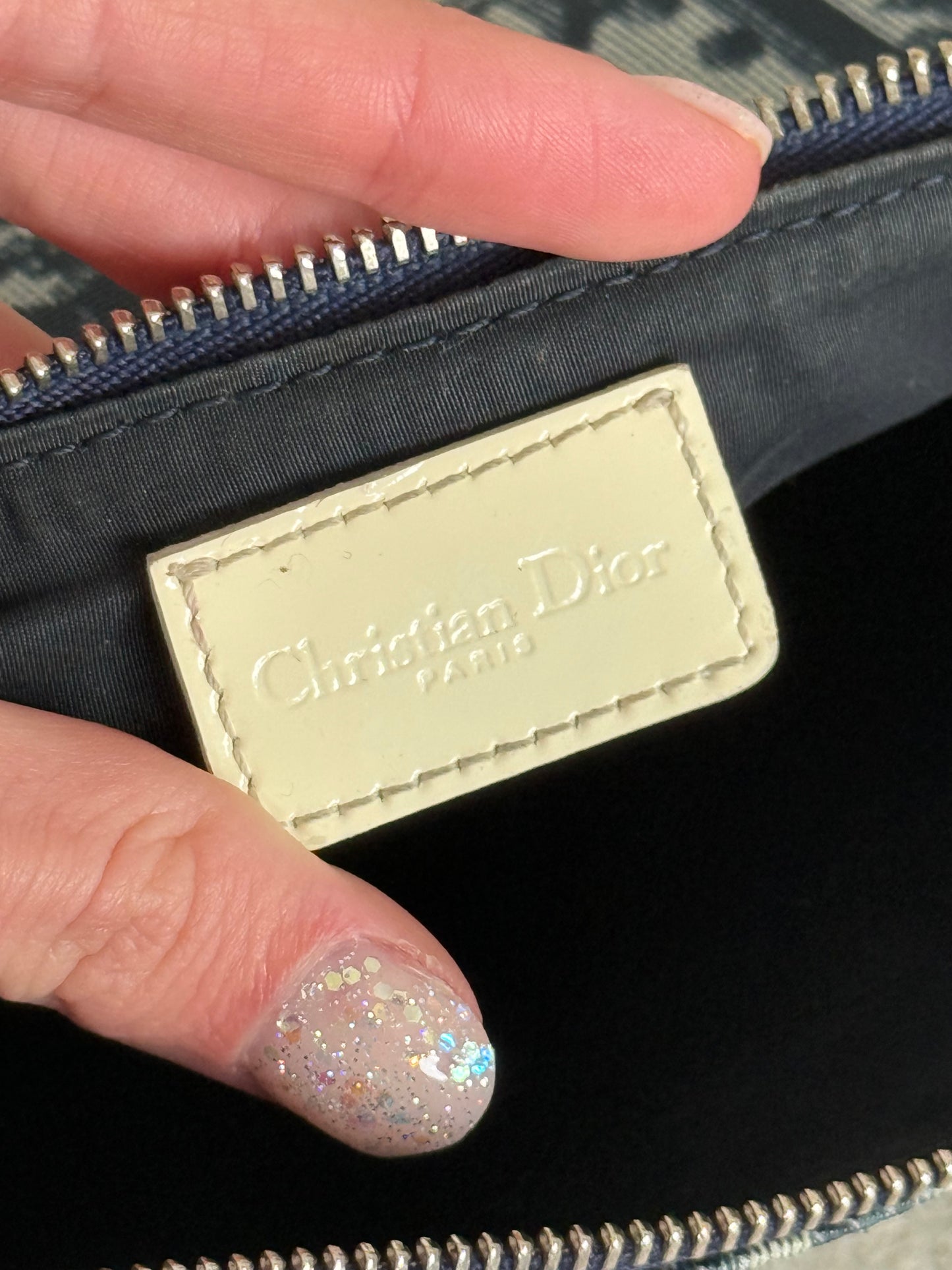 Christian Dior Saddle Mini Bag Blue Trotter Canvas
