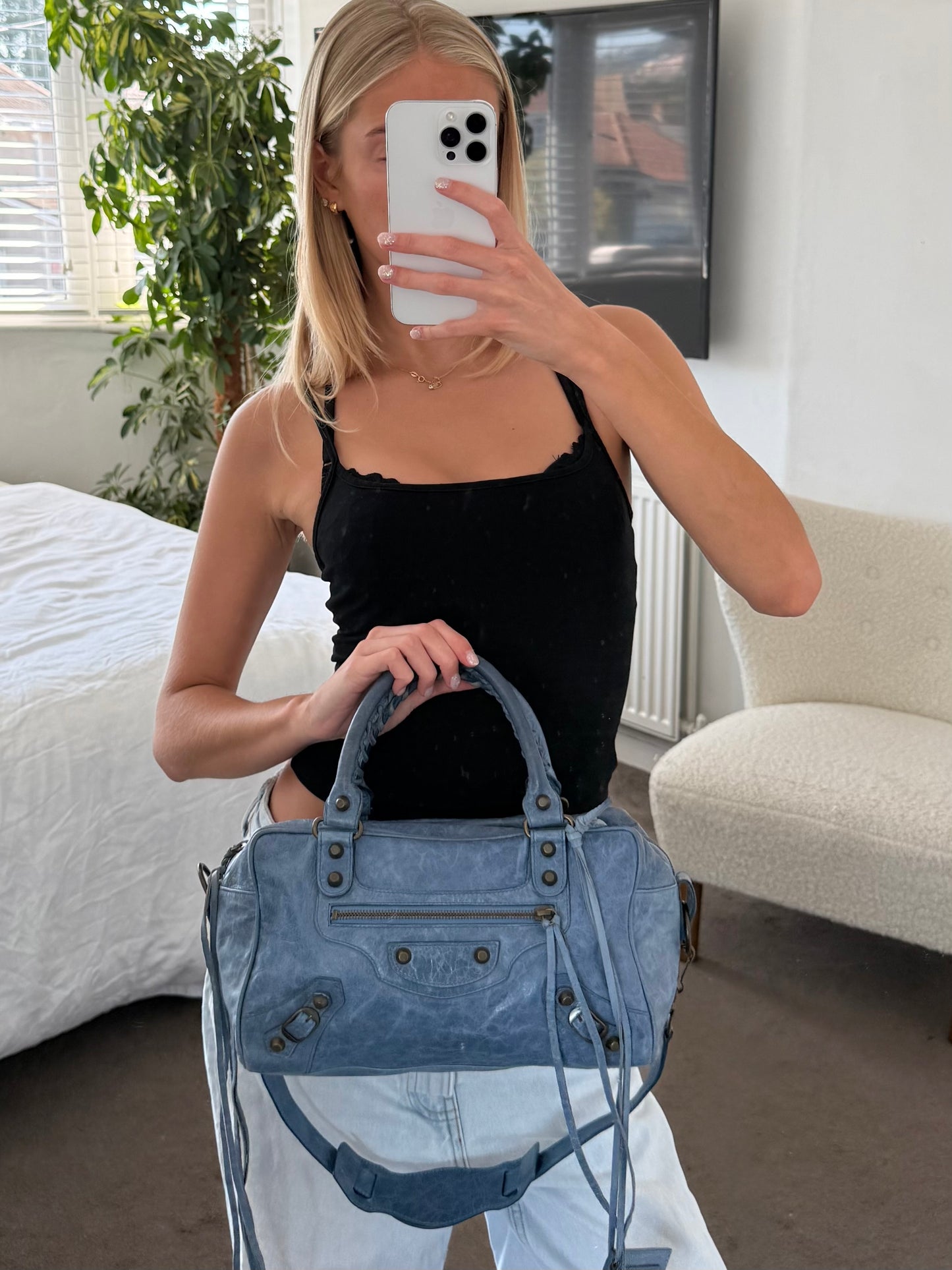 Balenciaga City Bag Blue Leather Classic Hardware