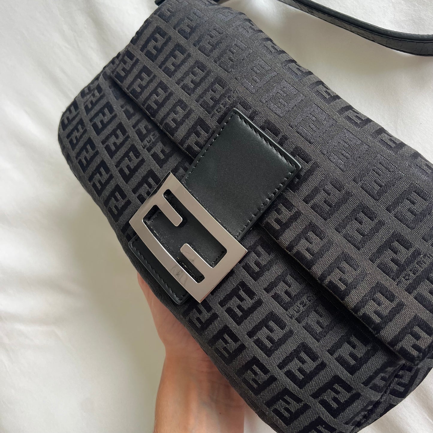 Fendi Zucchino Flap Baguette Bag