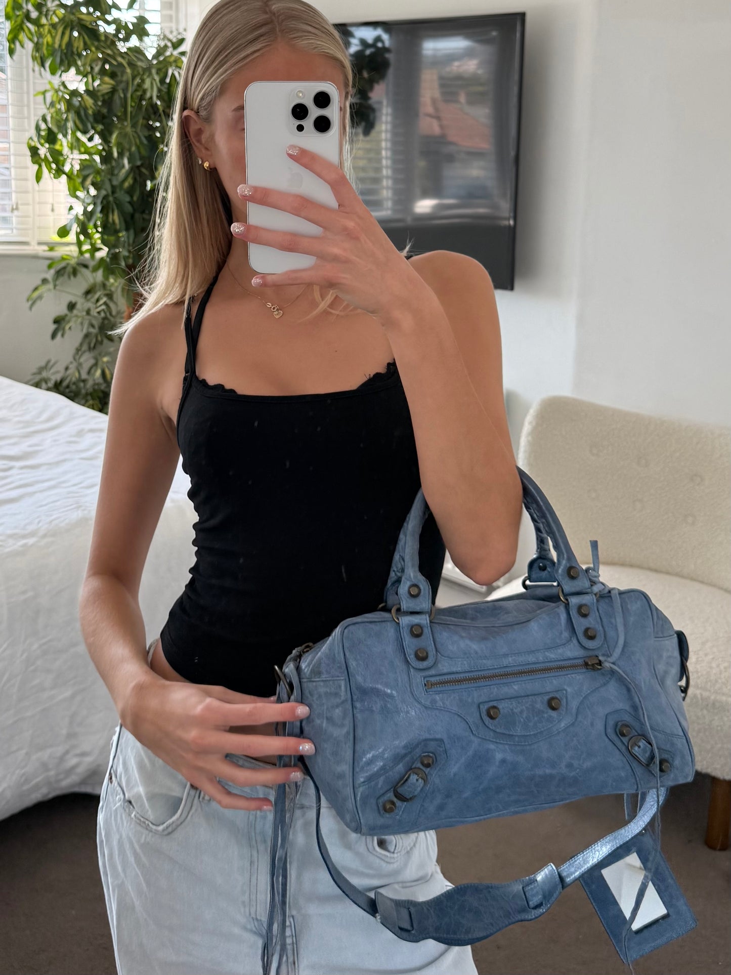 Balenciaga City Bag Blue Leather Classic Hardware