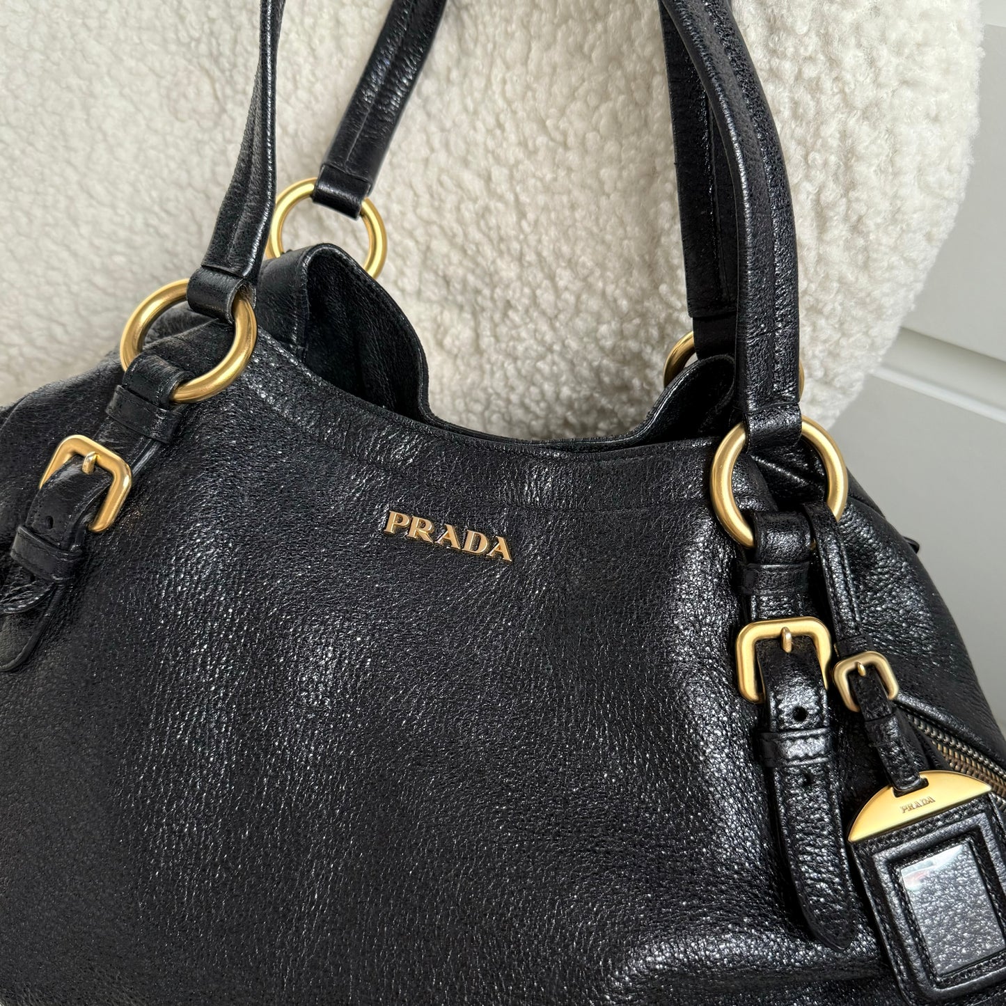 Prada Cervo Metallic Hobo Bag