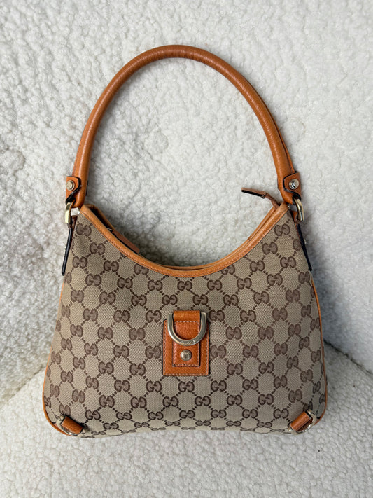 Gucci Beige/Brown Abbey D-Ring Small Hobo Bag