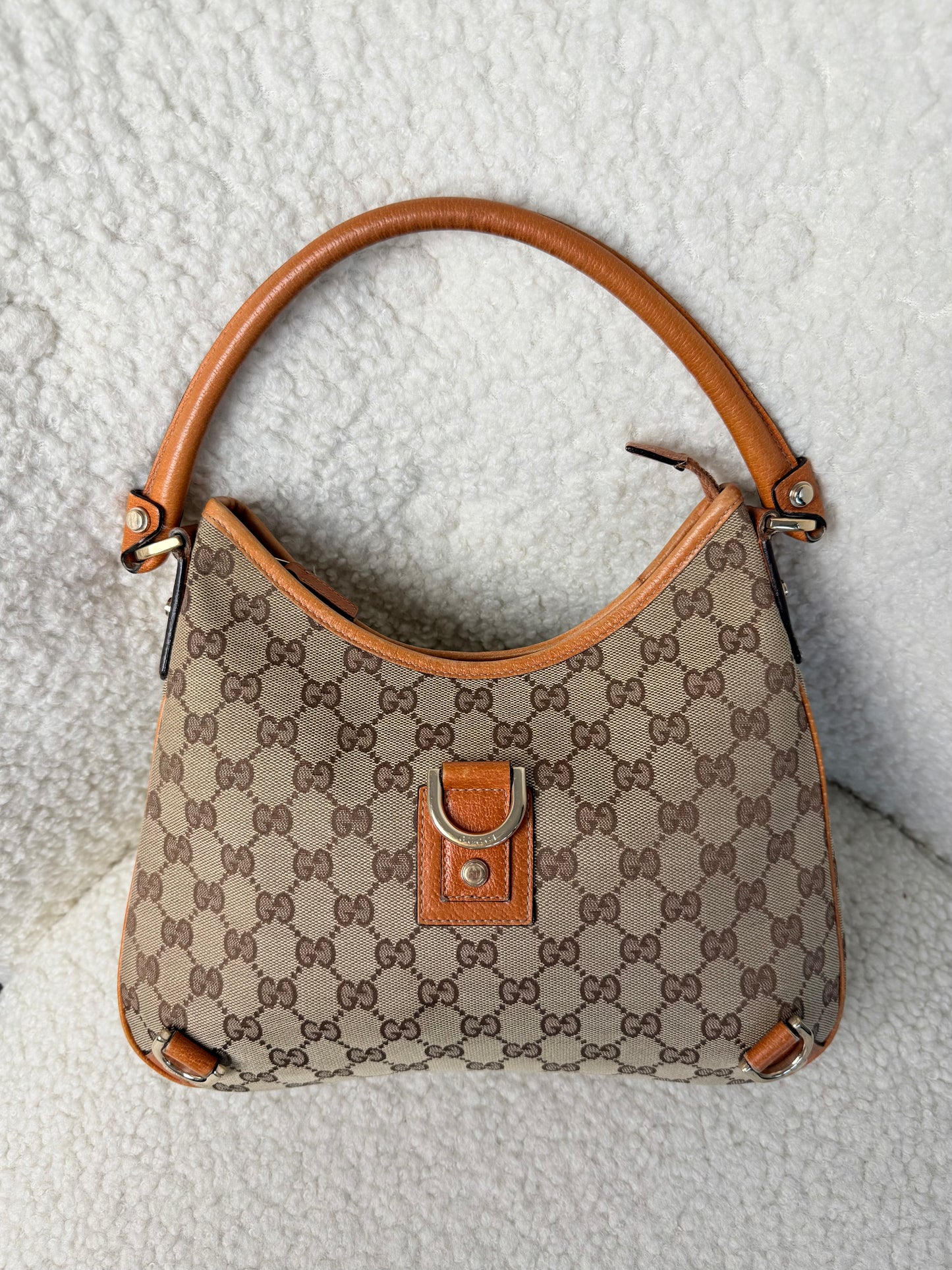 Gucci Beige/Brown Abbey D-Ring Small Hobo Bag