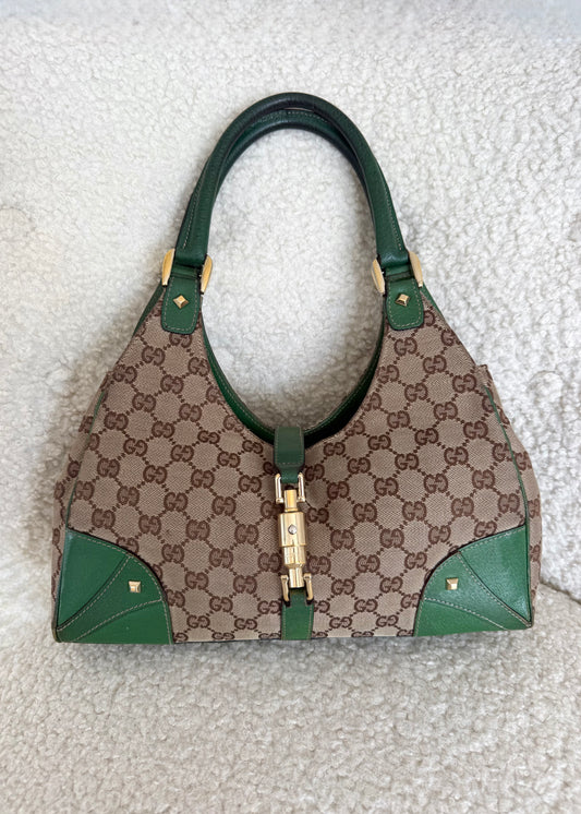 Vintage Gucci GG Canvas Jackie Bardot Shoulder Bag