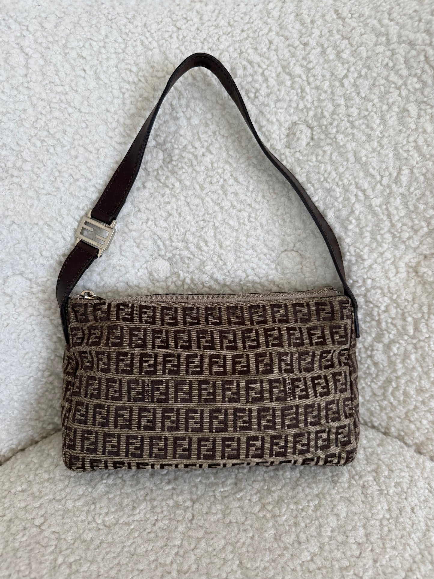 Fendi Zucchino Canvas Pochette – Brown FF