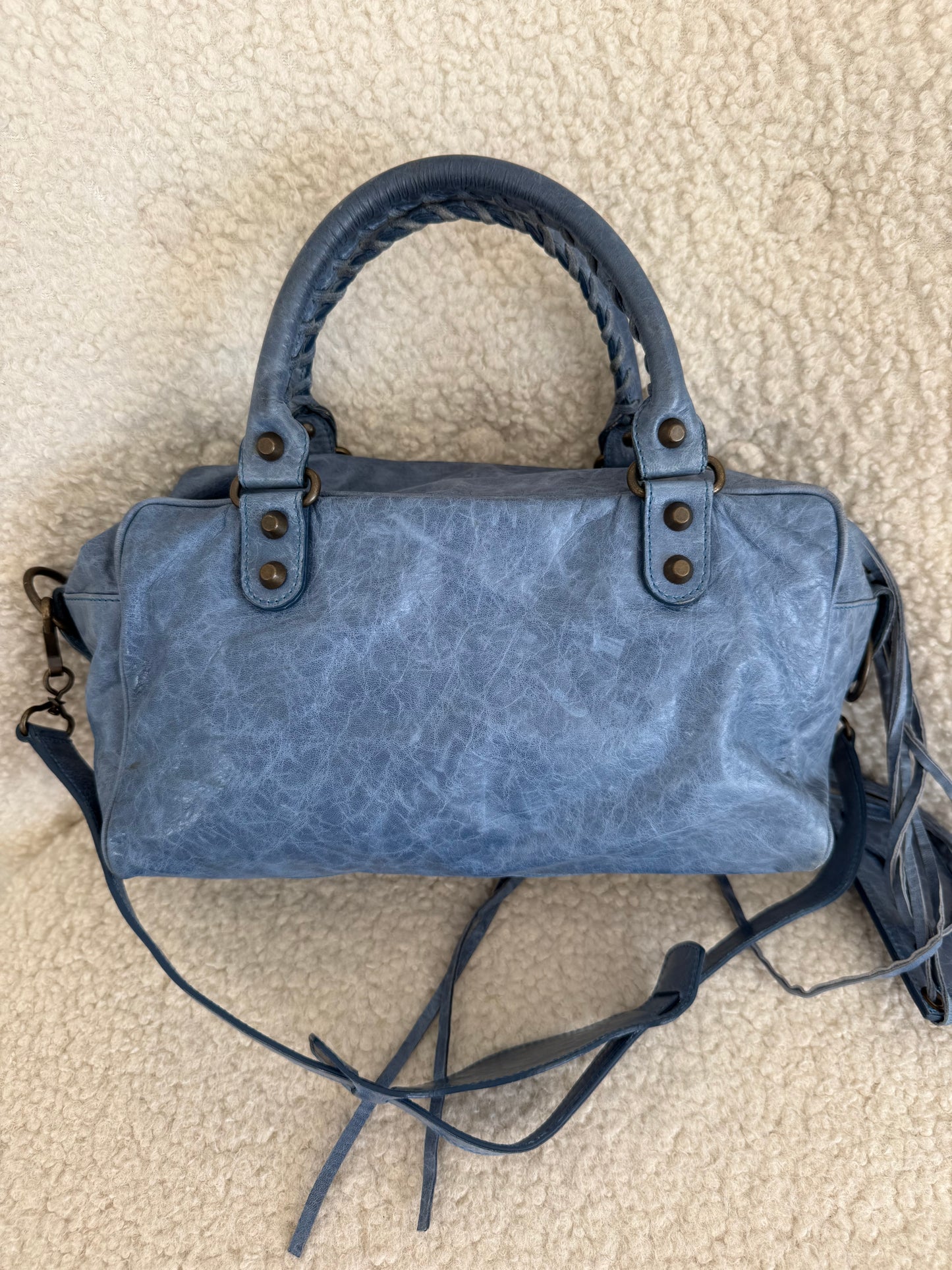 Balenciaga City Bag Blue Leather Classic Hardware