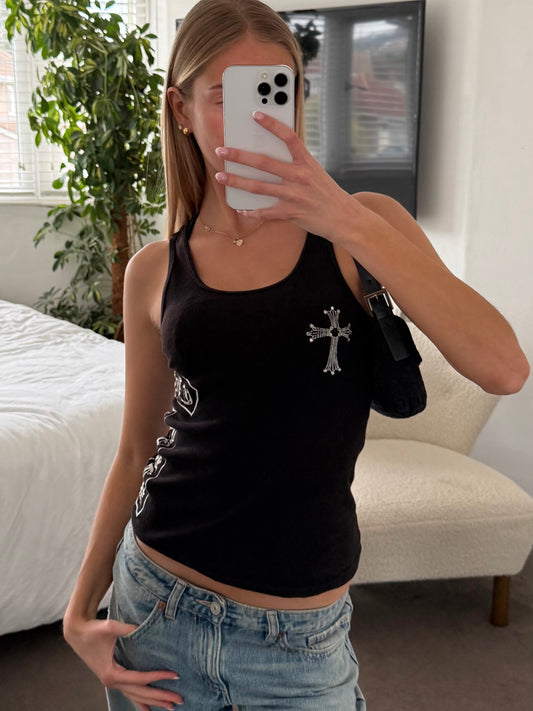 Chrome Hearts Cross Logo Ribbed Tank Top