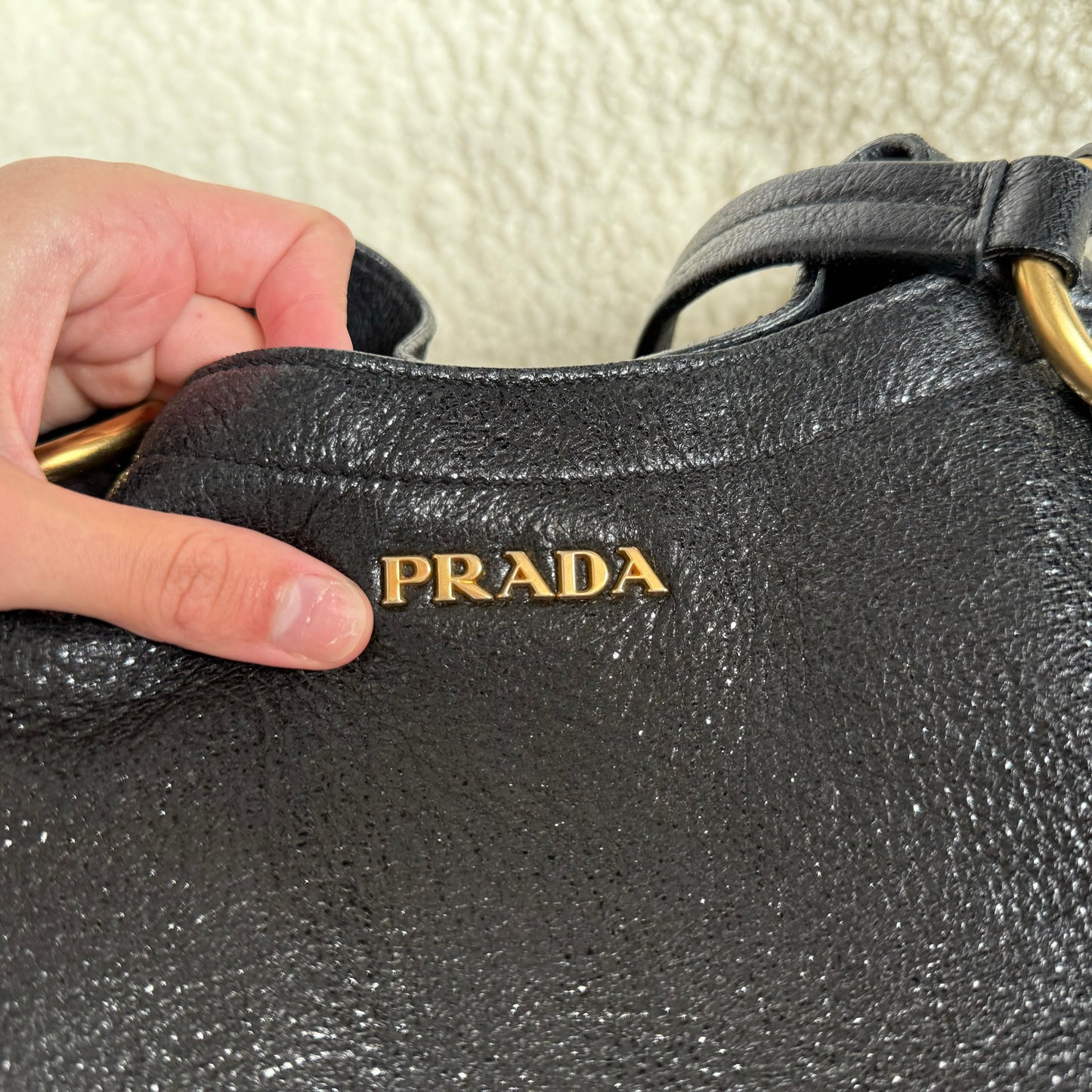 Prada Cervo Metallic Hobo Bag