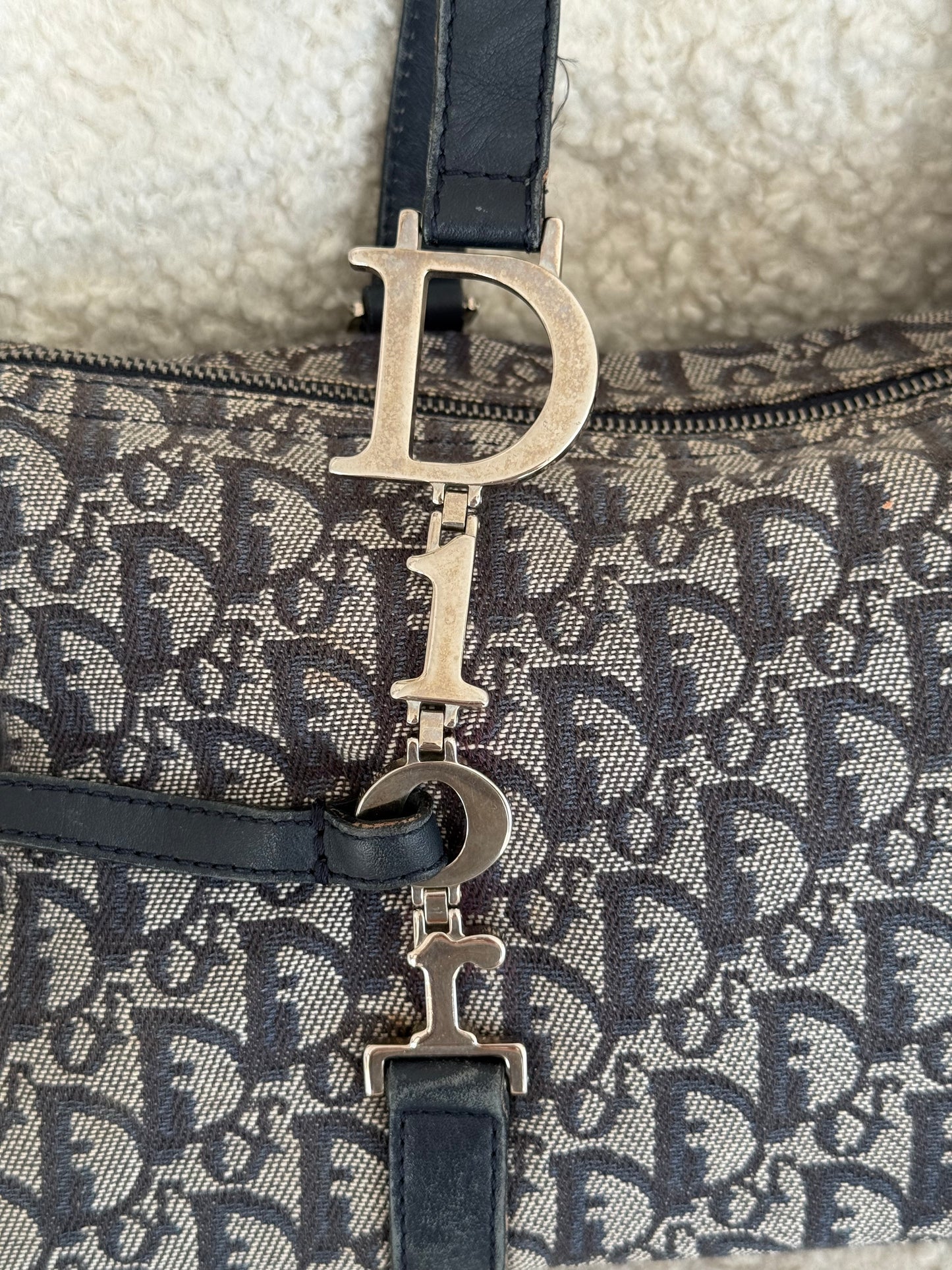 Christian Dior Trotter Oblique Logo Charm Shoulder Bag
