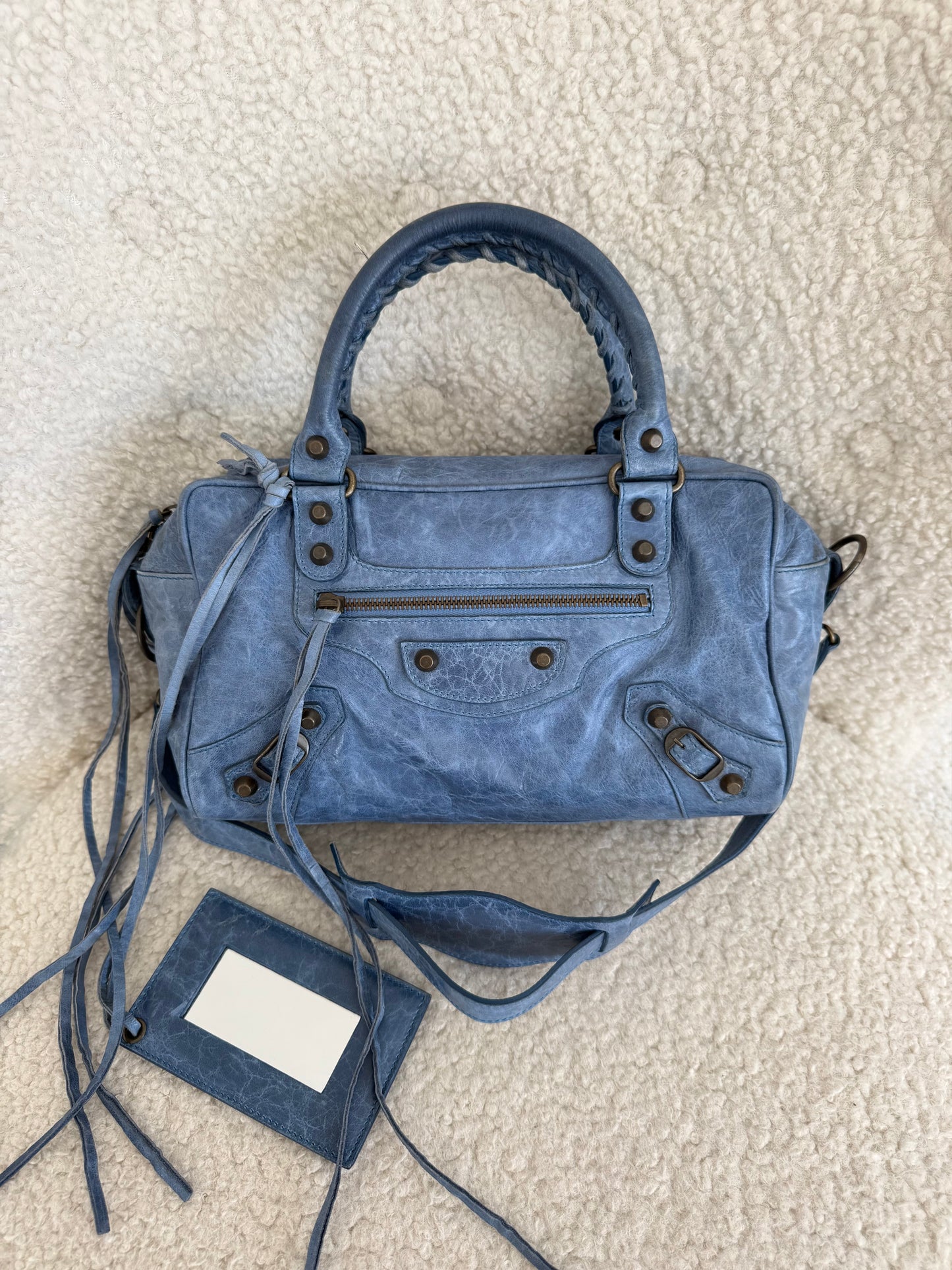 Balenciaga City Bag Blue Leather Classic Hardware