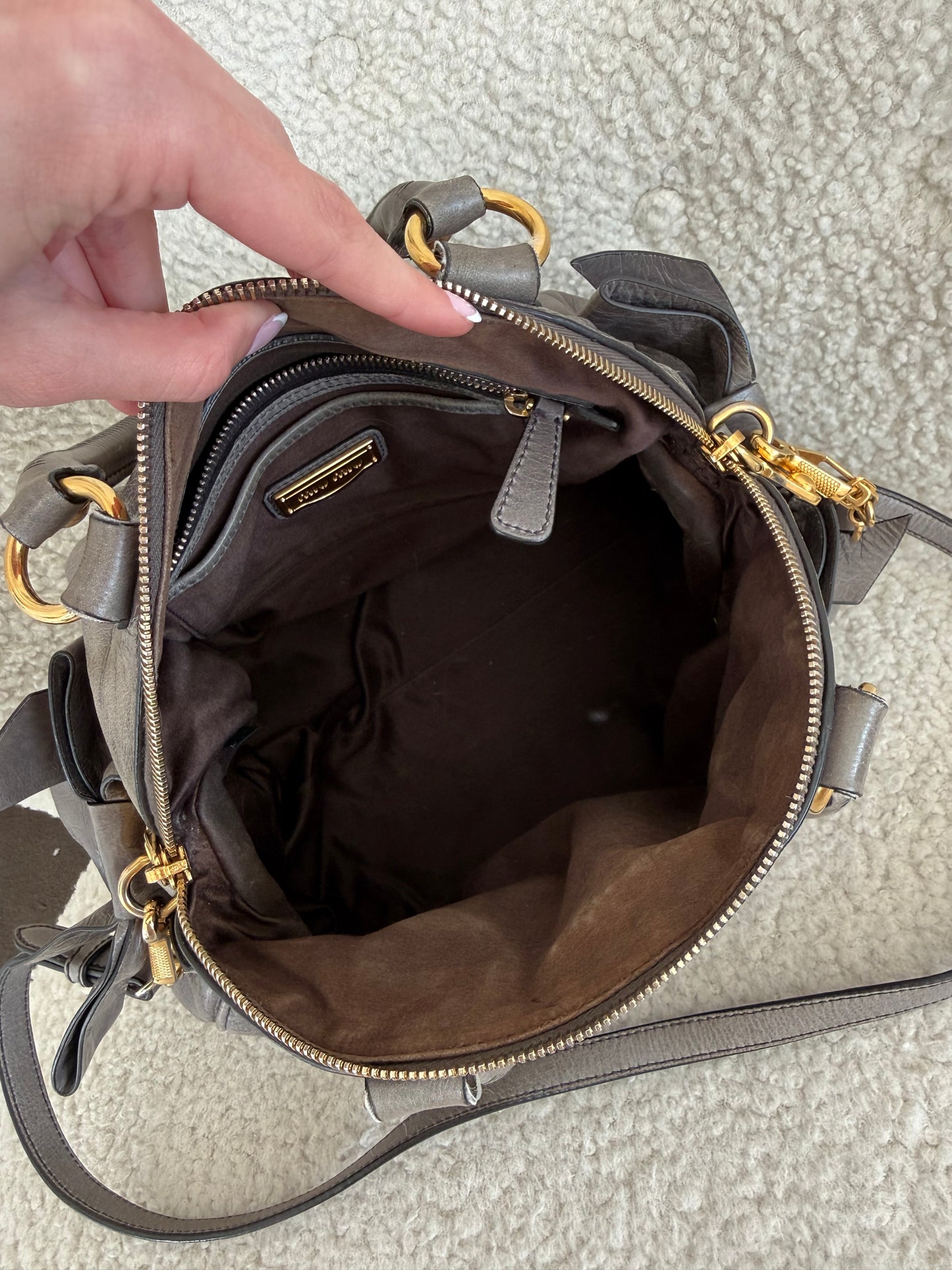 Miu Miu 2-Way Vitello Lux Bow Bag