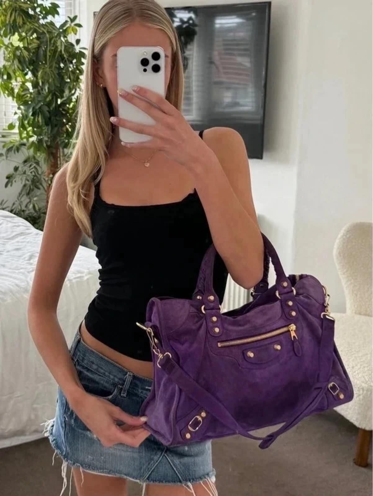 Balenciaga Giant 12 Motorcycle City bag in Ultra Violet suede