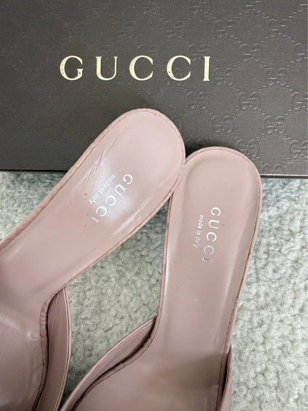 gucci pink guccissima horsebit leather mule heels