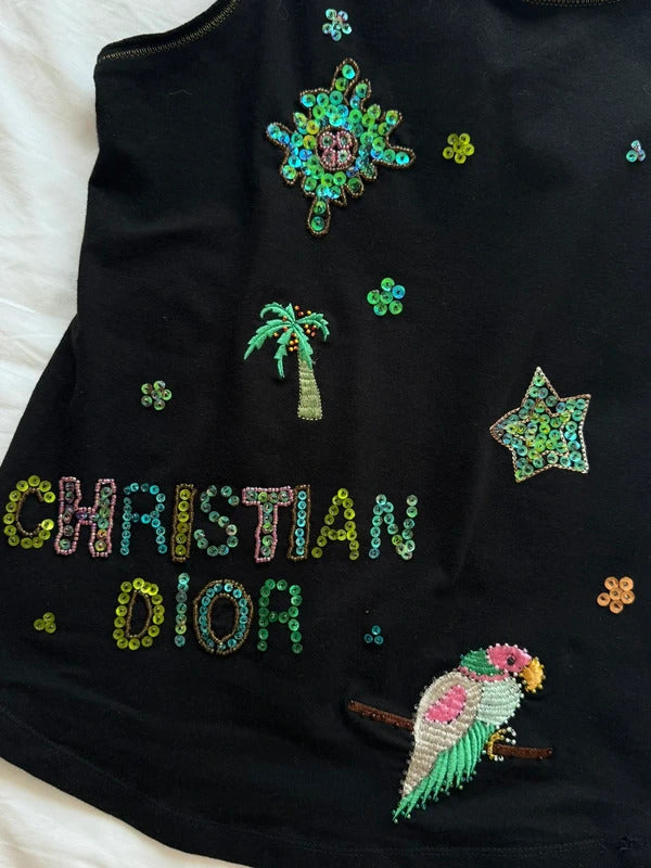 christian dior embellished tank top