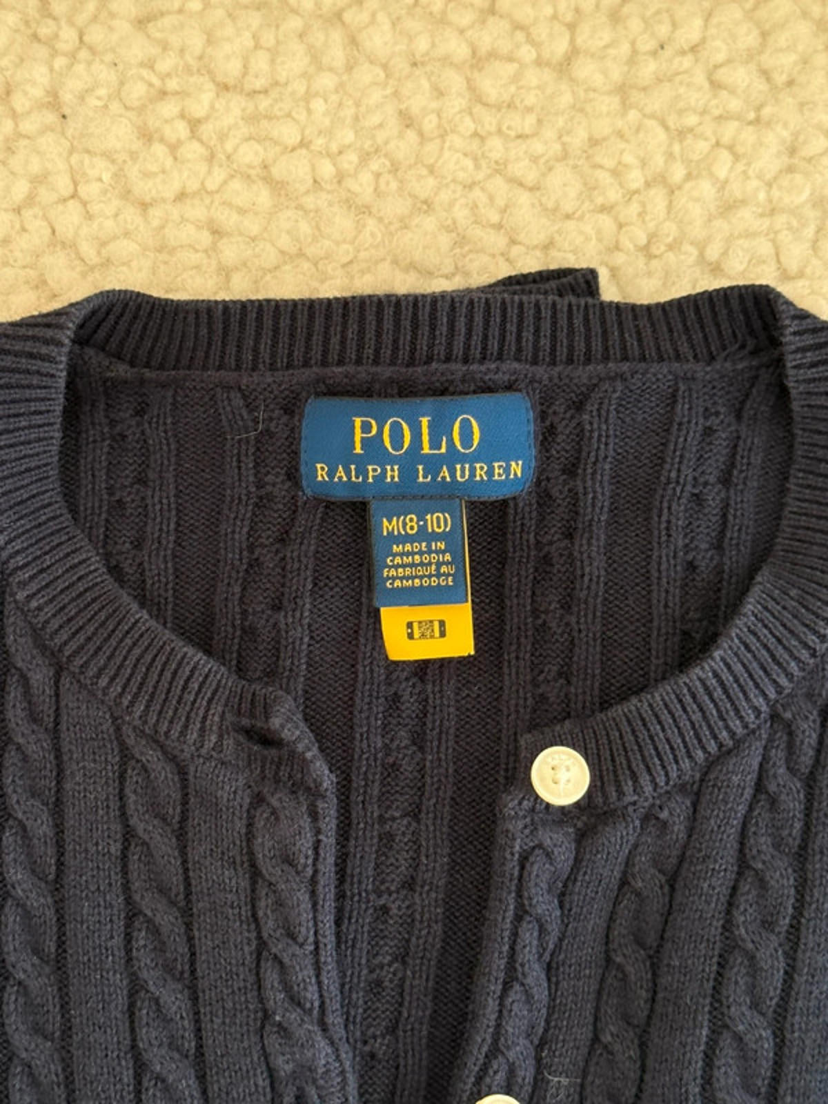 Ralph Lauren navy cable knit cardigan