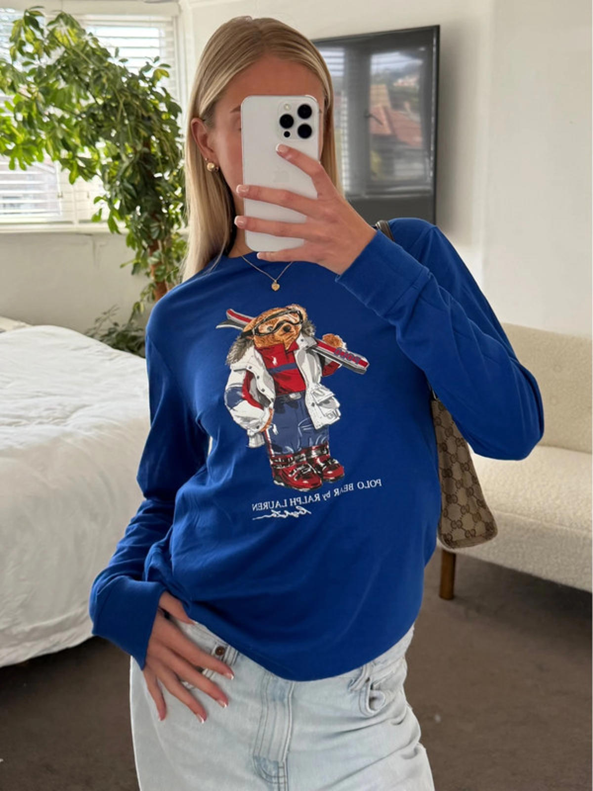 Ralph Lauren long sleeve top skiing polo bear