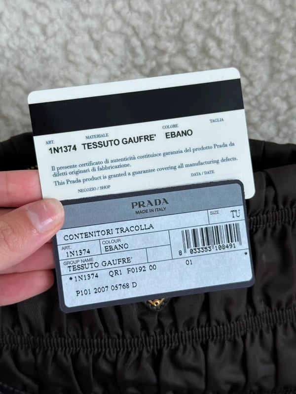 prada tessuto gaufré ruched nylon shoulder bag black