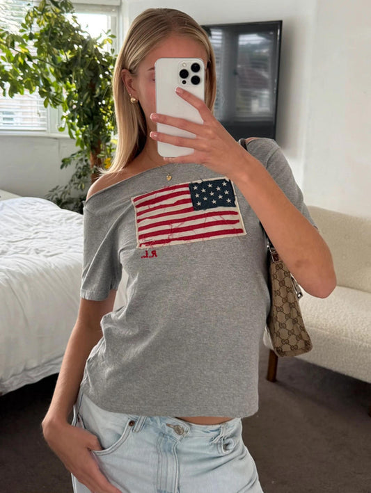 Ralph Lauren Grey USA Flag Tee