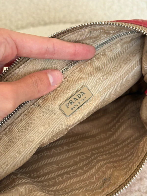 prada red leather shoulder bag