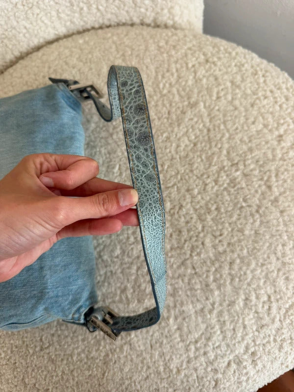 Fendi Denim Baguette Shoulder Bag