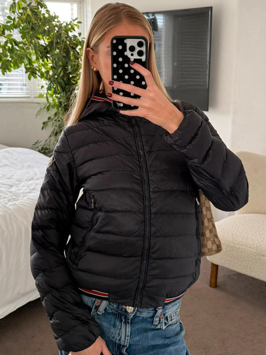 Moncler Longue Saison Black Hooded Down Jacket