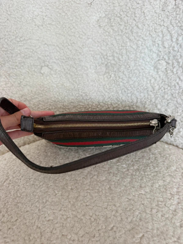 Gucci GG Canvas Web Stripe Pochette Shoulder Bag