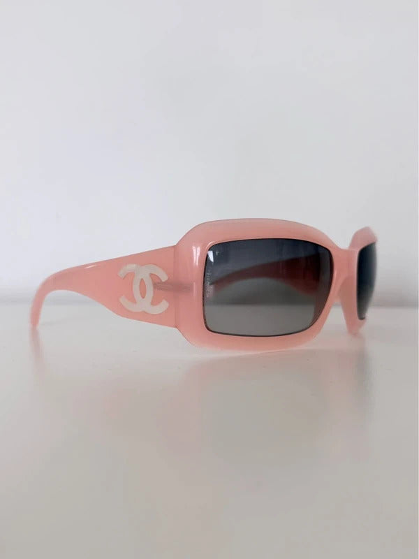 vintage chanel pink oversized cc sunglasses 5076-H