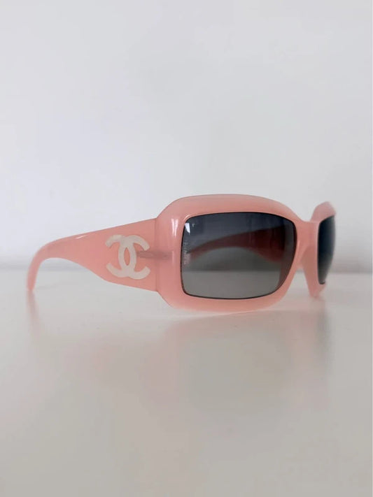 vintage chanel pink oversized cc sunglasses 5076-H