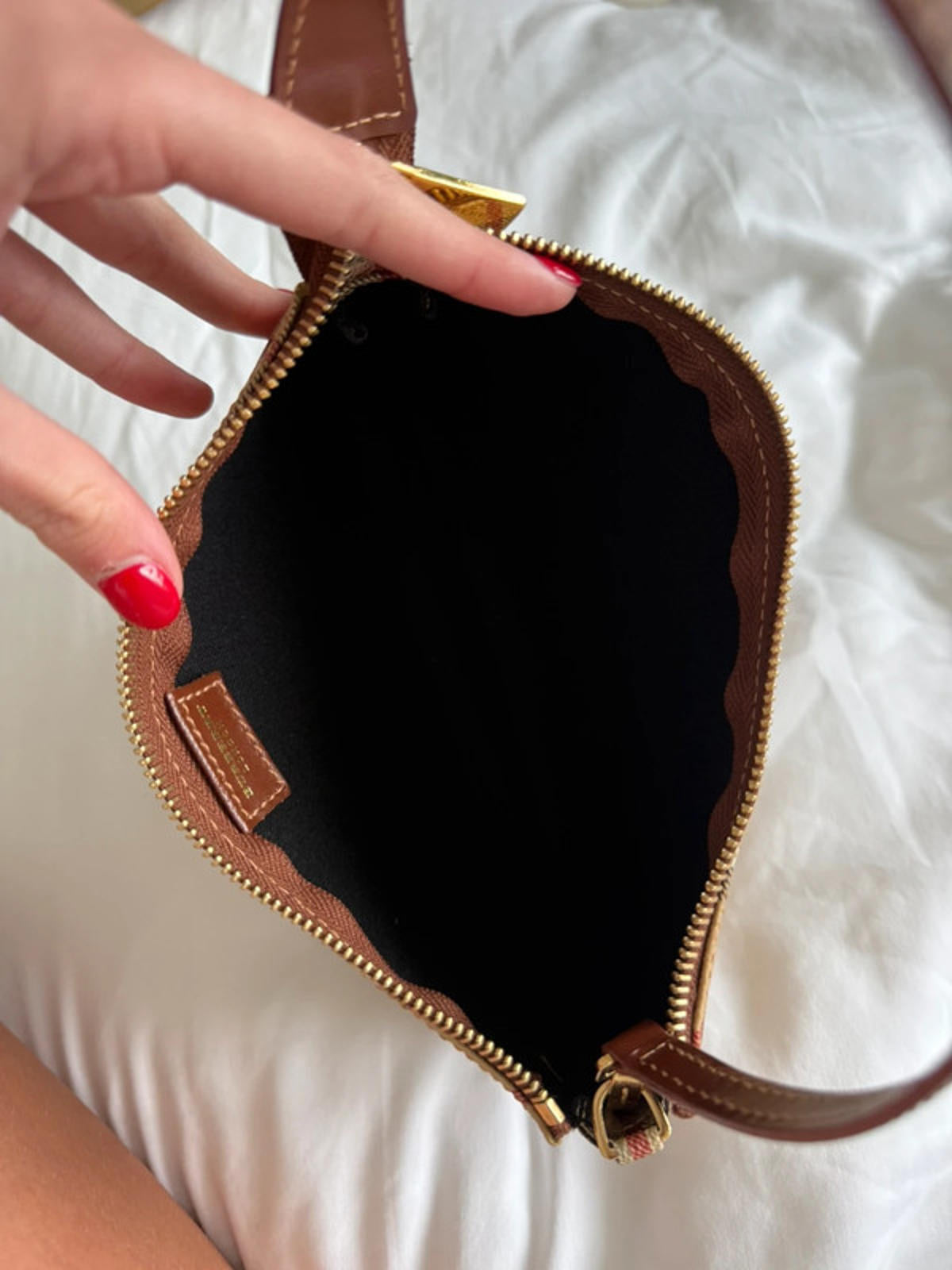 Burberry London Nova Check Shadow Horse Mini Baguette Shoulder Bag