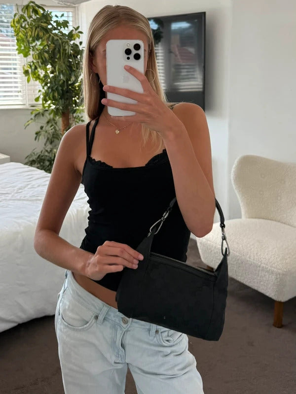 gucci black gg canvas shoulder bag