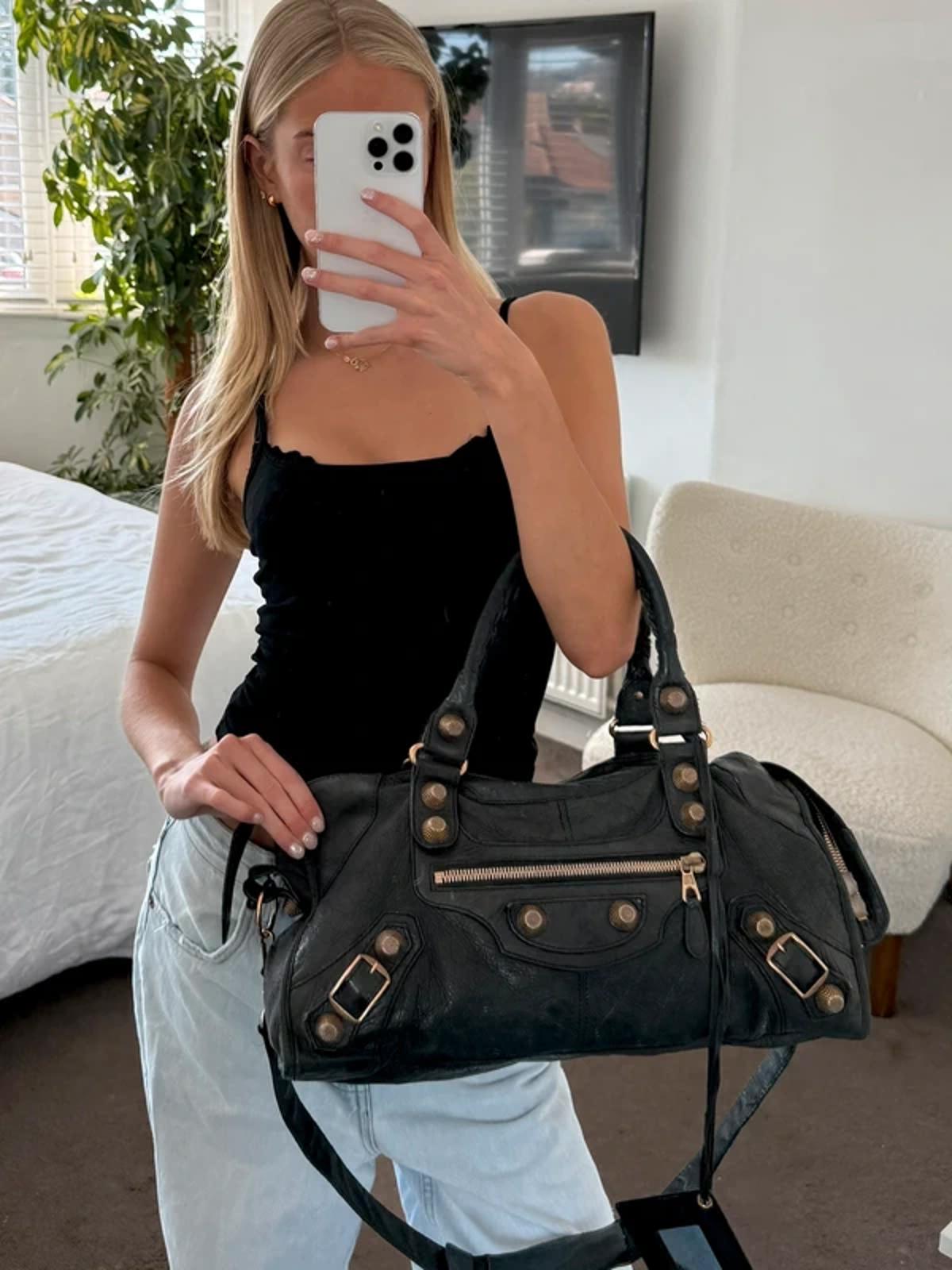 Balenciaga City Bag Black Leather Giant Hardware