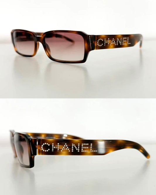 Chanel crystal rectangular sunglasses